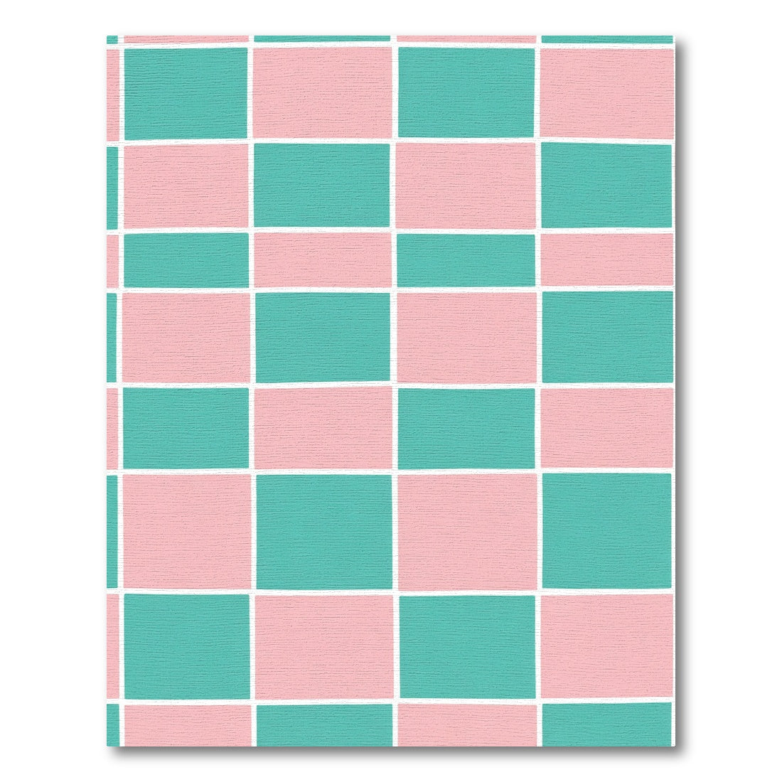 Coral Teal Grid Rectangles Rug