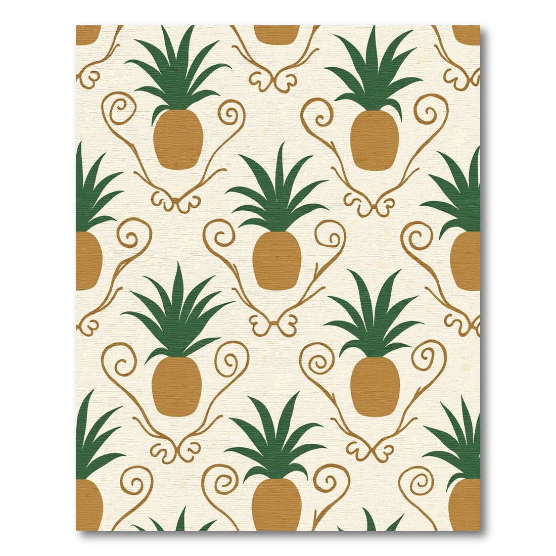 Golden Pineapple Vine Scroll Rug