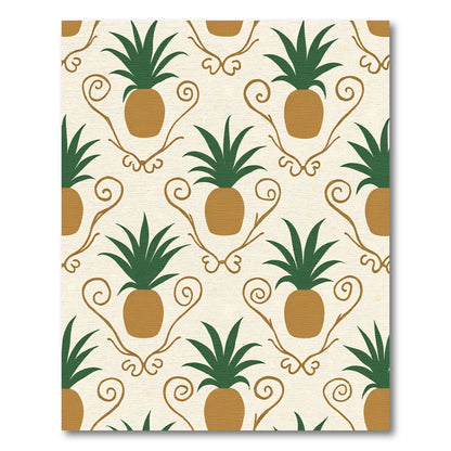 Golden Pineapple Vine Scroll Rug
