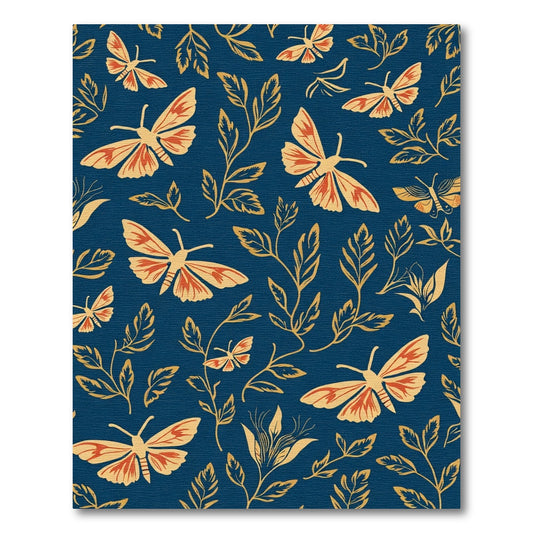 Cobalt Blue Orange Cream Moth Floral Rug