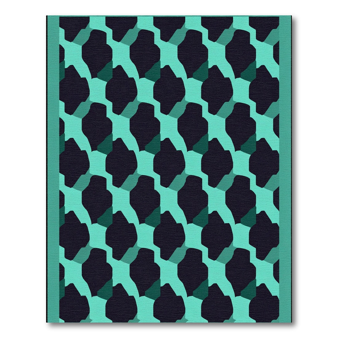 Teal Geometric Overlay Abstract Rug