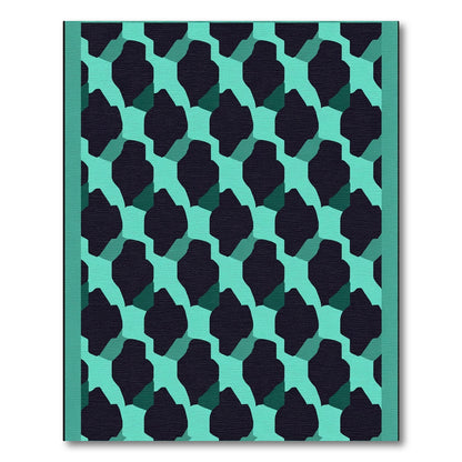 Teal Geometric Overlay Abstract Rug