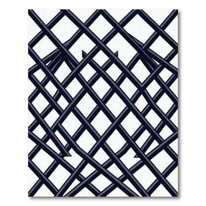 Modern Monochromatic Charcoal Grid Lattice Rug