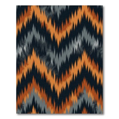 Orange Gray Navy Zigzag Stripe Rug