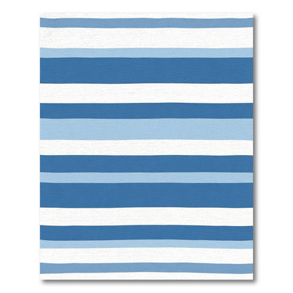 Handpainted Blue White Stripe Variations Rug