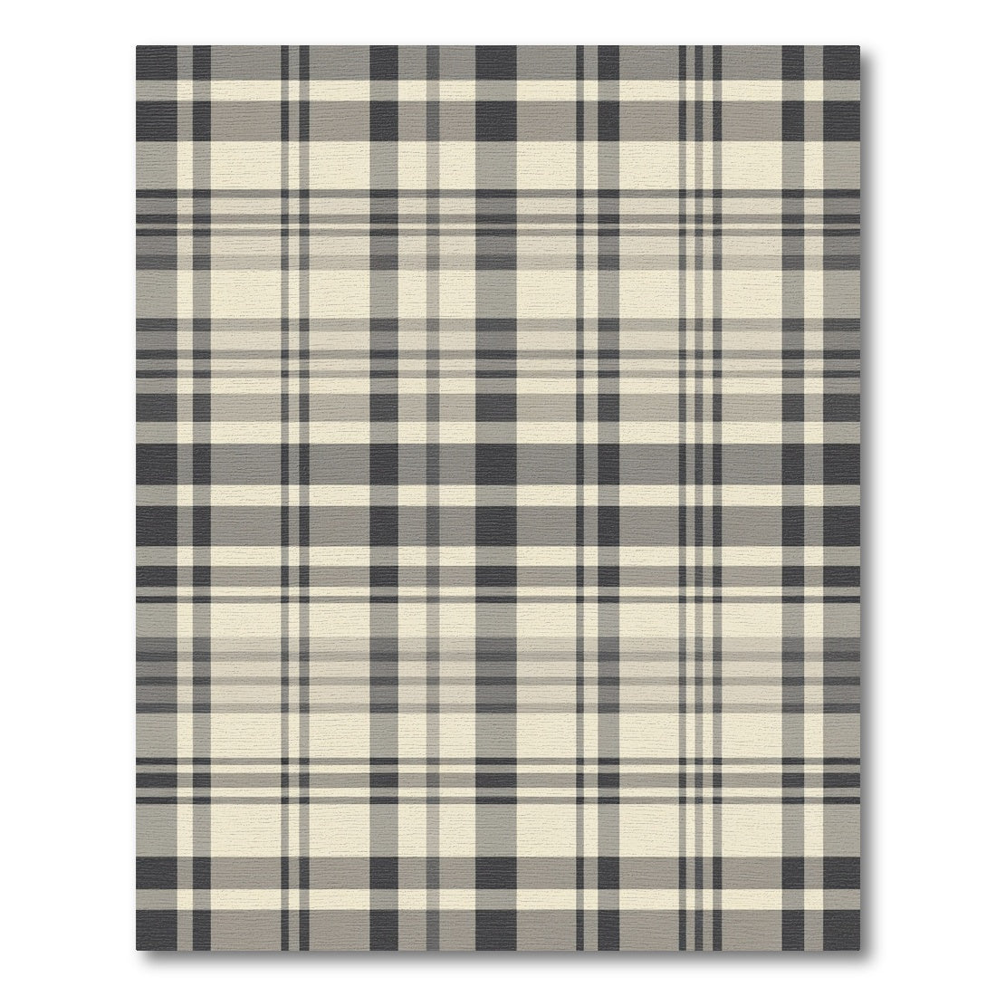 Classic Beige Charcoal Plaid Weave Rug