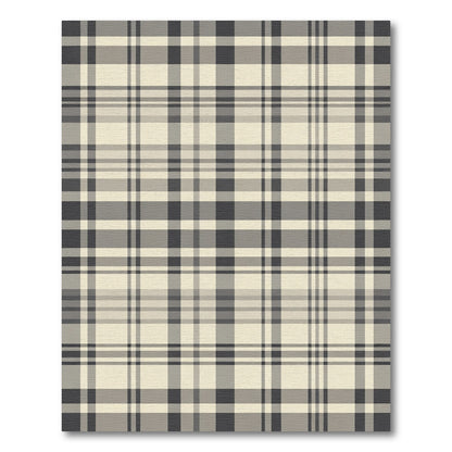 Classic Beige Charcoal Plaid Weave Rug