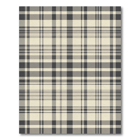 Classic Beige Charcoal Plaid Weave Rug