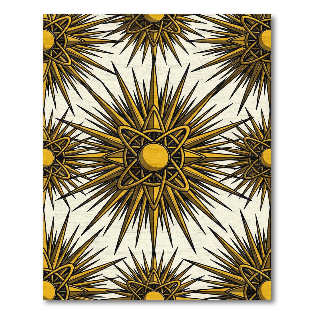 Golden Starburst Atomic Sun Rug