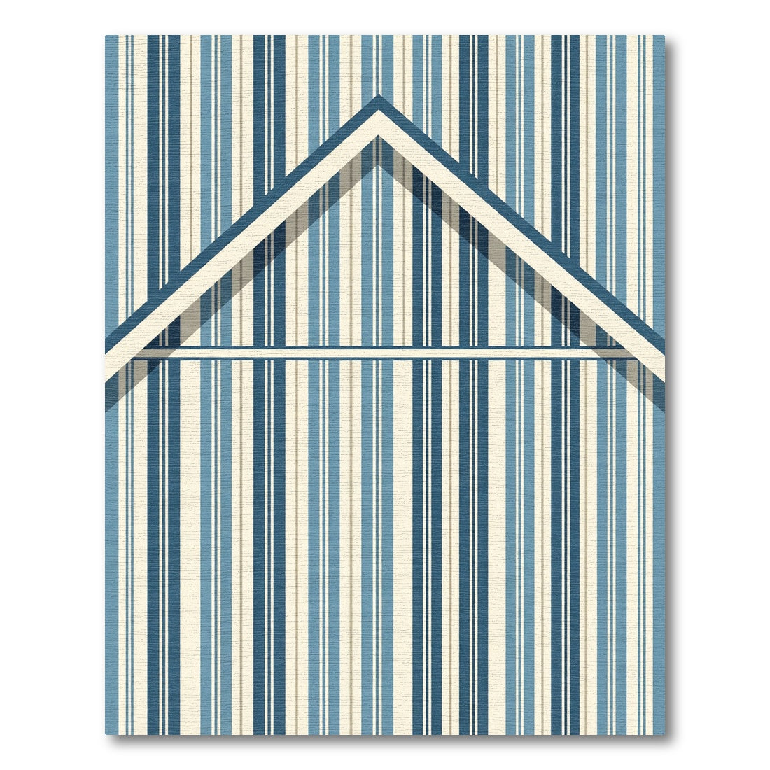 Modern Blue Ivory Linear Gabled Stripe Rug