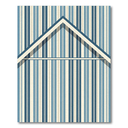 Modern Blue Ivory Linear Gabled Stripe Rug