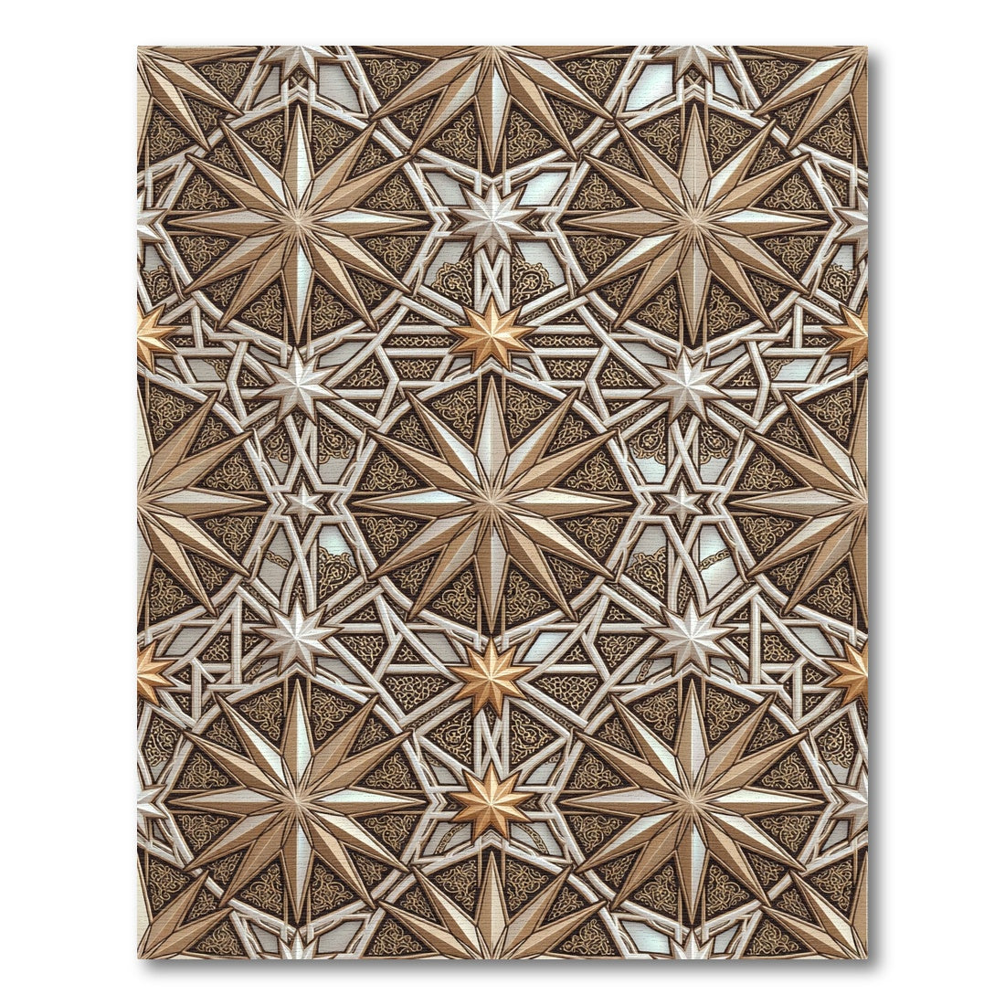 Golden Star Intricate Geometric Arabesque Rug
