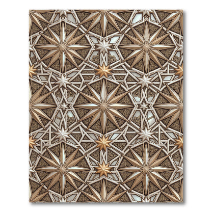 Golden Star Intricate Geometric Arabesque Rug