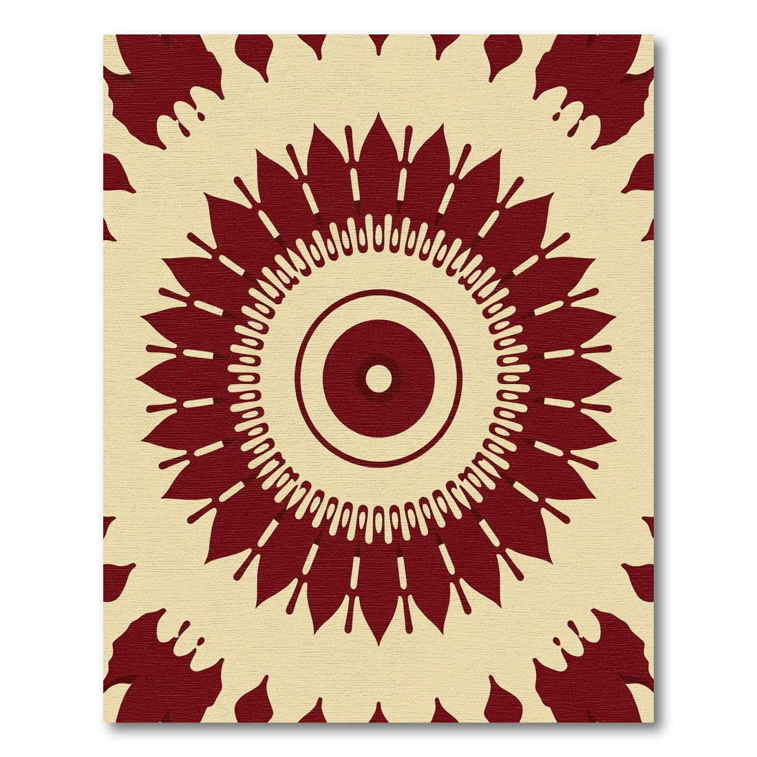 Deep Red Sunburst Mandala Rug