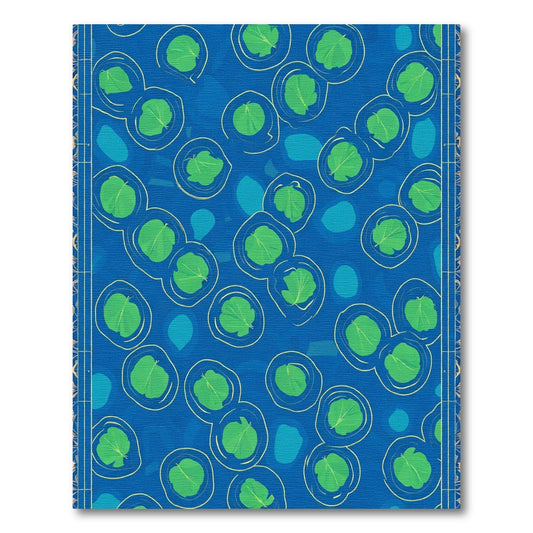 Blue Green Leafy Bubbles Border Rug