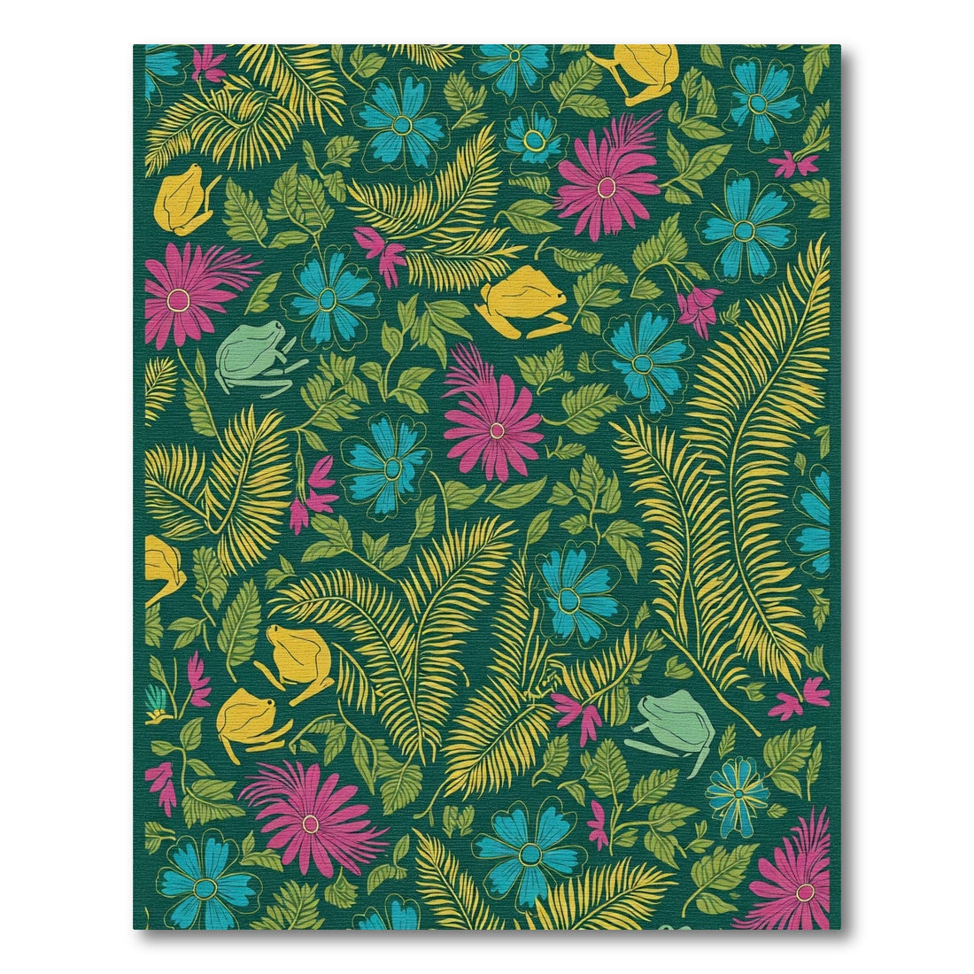 Vibrant Tropical Frog Floral Jungle Rug