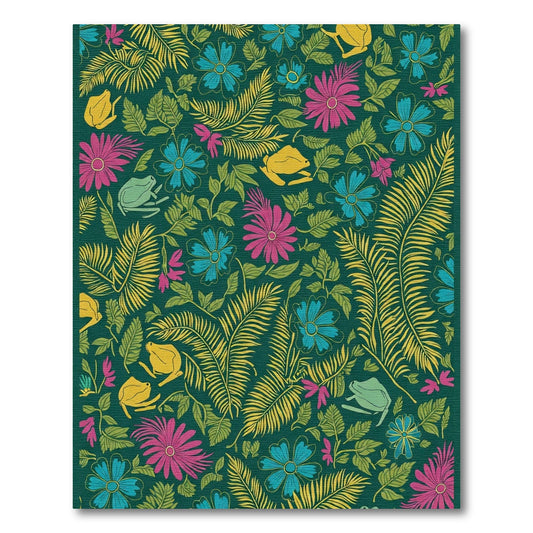 Vibrant Tropical Frog Floral Jungle Rug