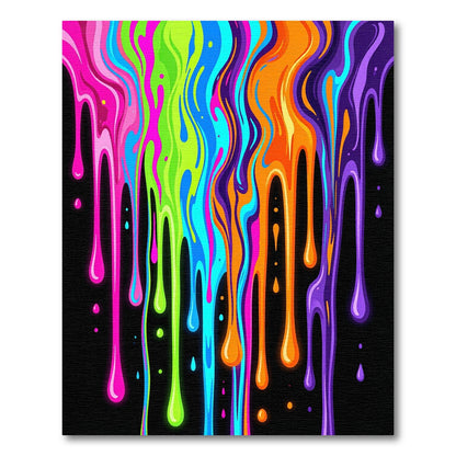 Vibrant Neon Liquid Rainbow Abstract Flow Rug