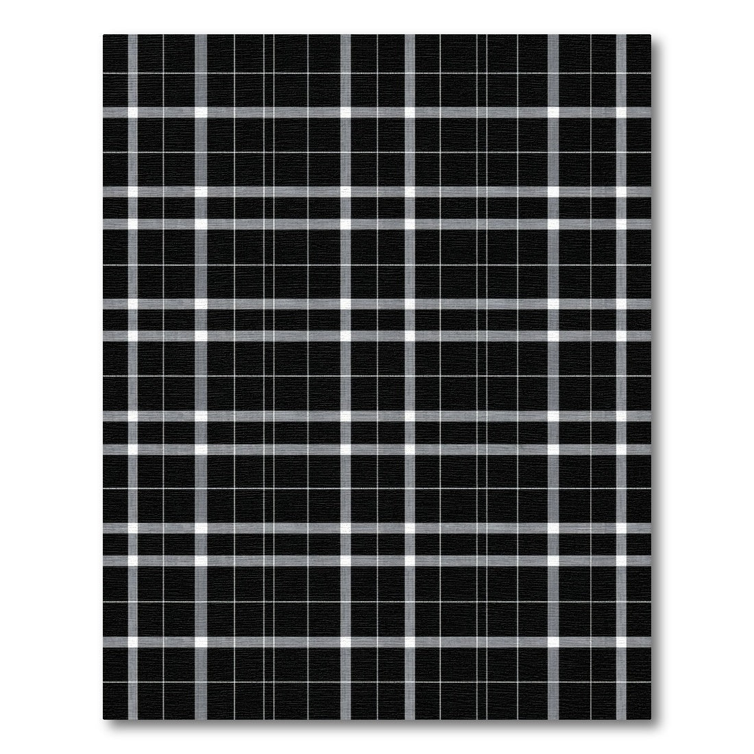 Modern Black Gray Grid Rug