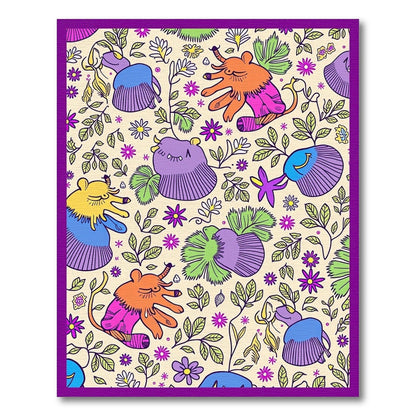 Whimsical Elephant Floral Garden Rug