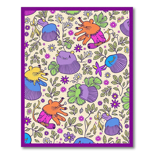 Whimsical Elephant Floral Garden Rug