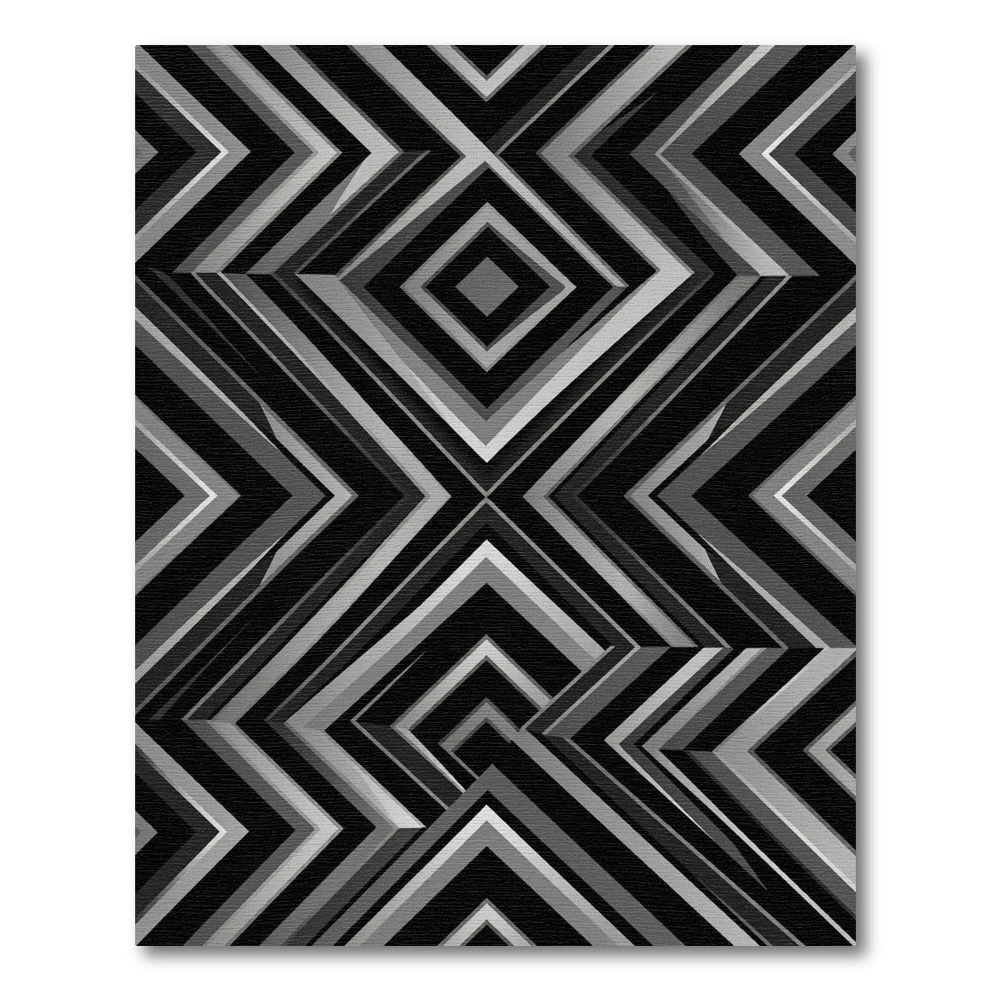 Monochromatic Geometric Diamond Chevron Art Rug