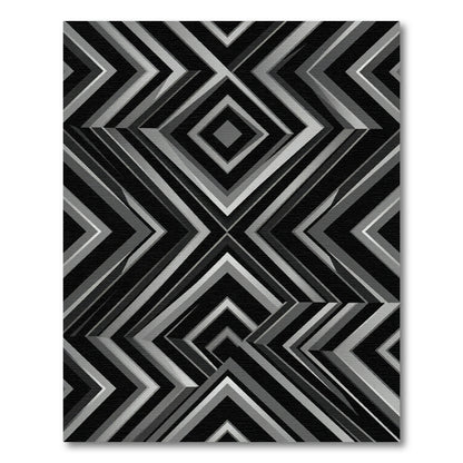 Monochromatic Geometric Diamond Chevron Art Rug