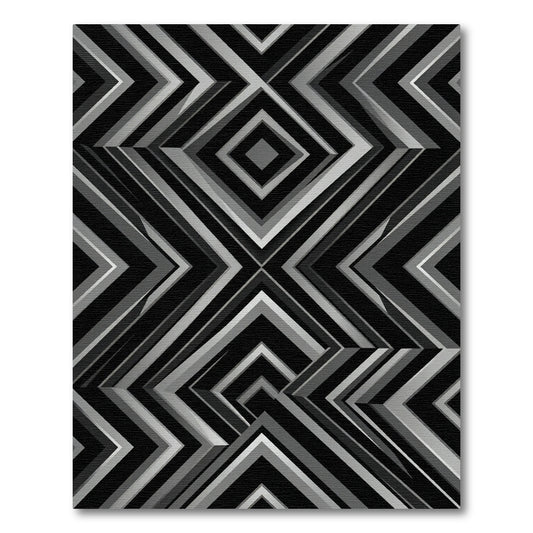 Monochromatic Geometric Diamond Chevron Art Rug