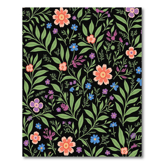 Coral Blue Purple Floral Botanical Rug