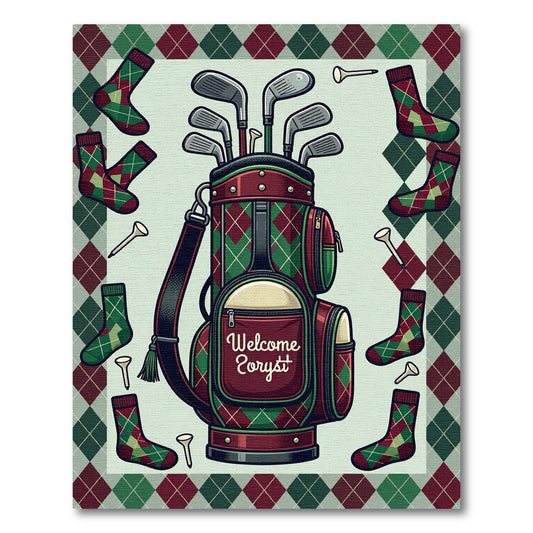 Whimsical Argyle Golf Bag Socks Rug