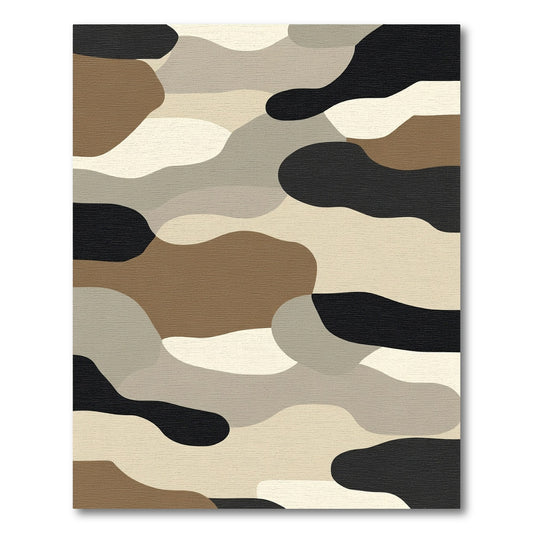 Earthy Abstract Camouflage Wave Rug