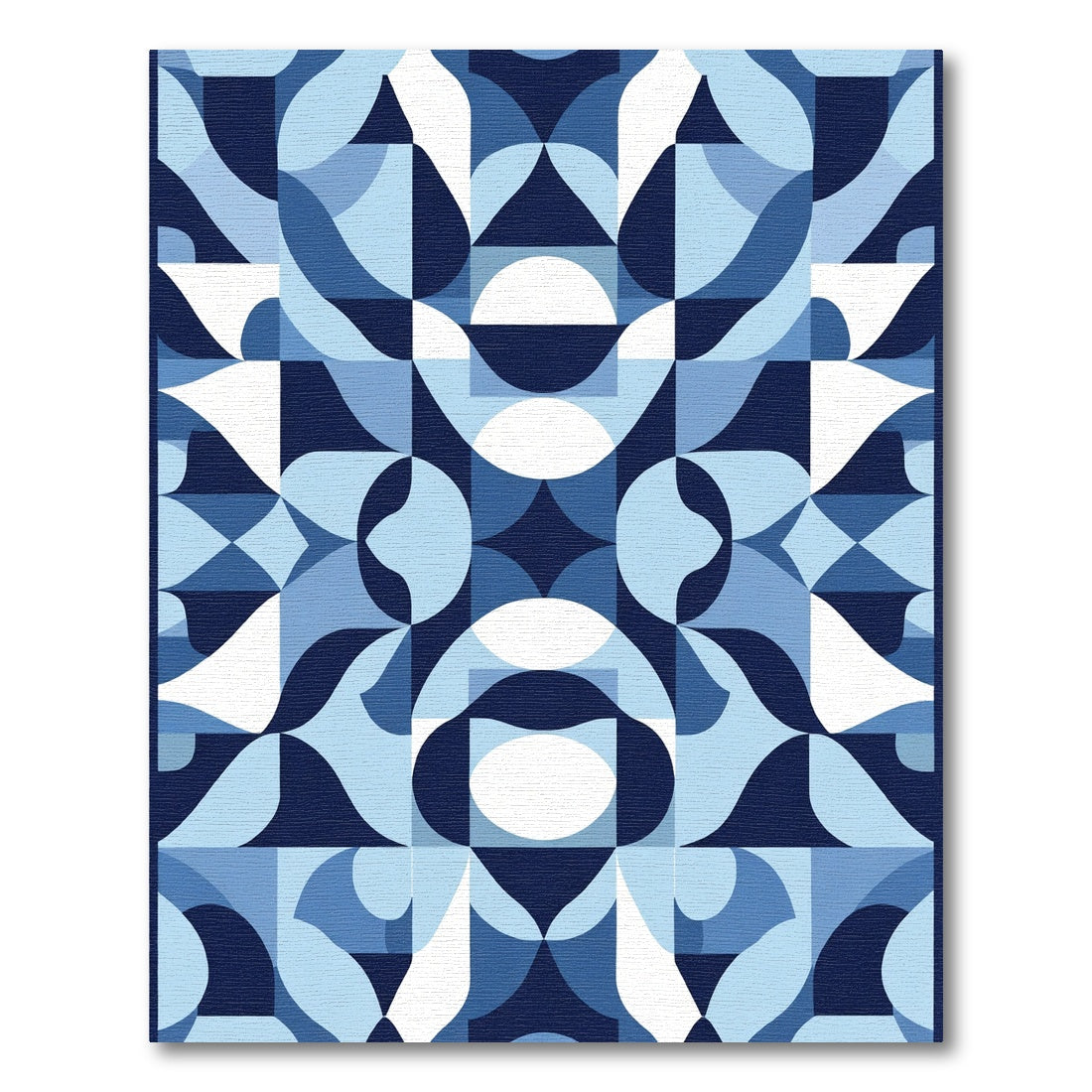 Arctic Blue Geometric Abstract Waves Rug