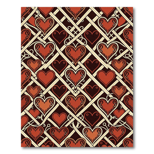 Ornate Crimson Heart Lattice Interwoven Area Rug