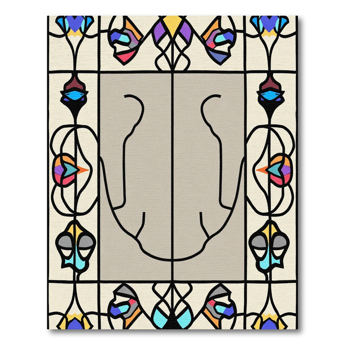Art Nouveau Colorful Abstract Swirl Rug