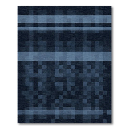 Navy Blue Horizontal Stripe Abstract Rug