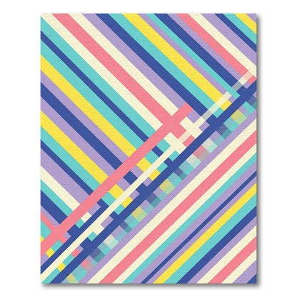 Multicolor Geometric Diagonal Striped Rug