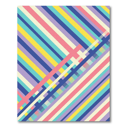 Multicolor Geometric Diagonal Striped Rug