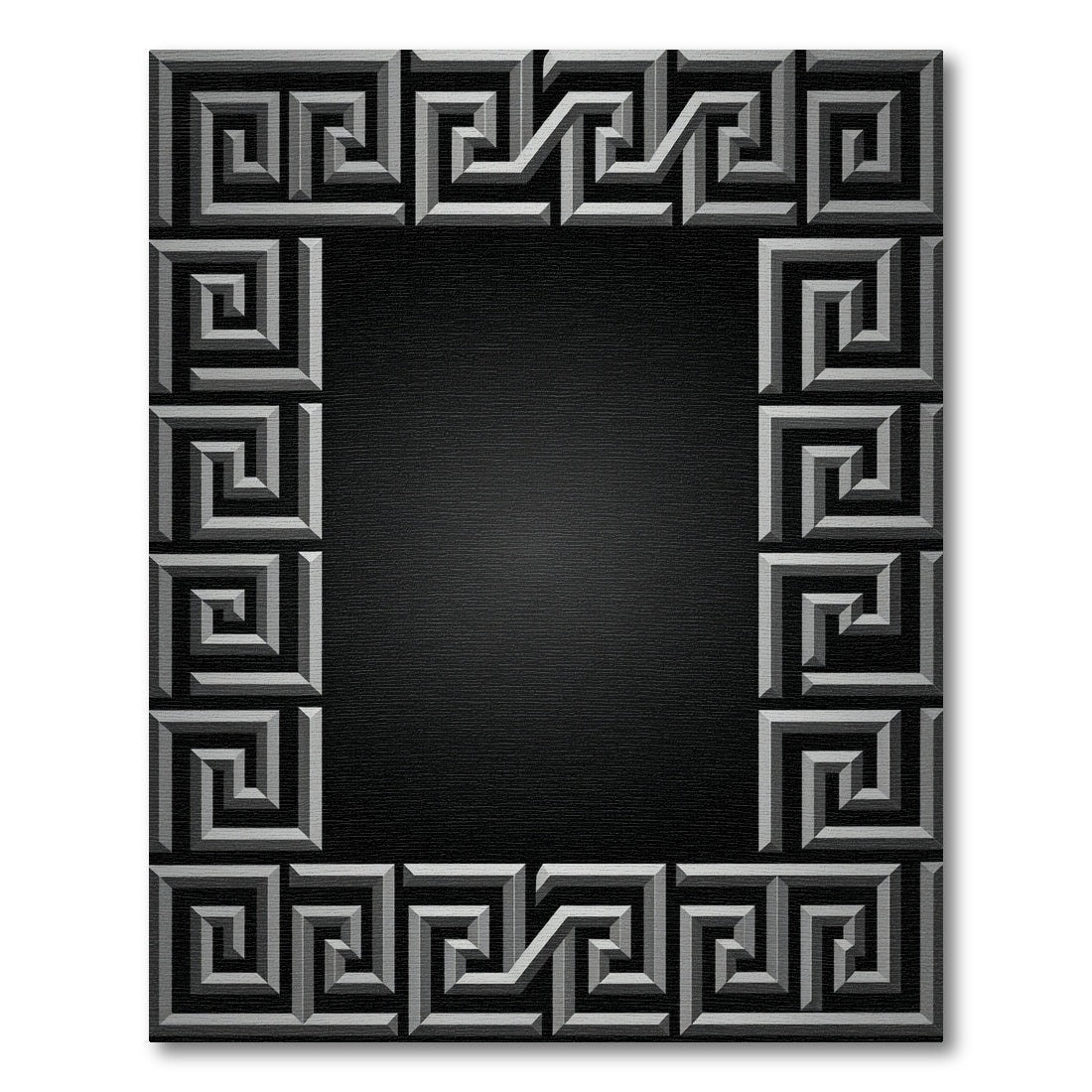 Geometric Gray Maze Frame Rug