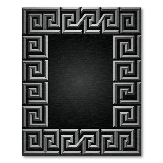 Geometric Gray Maze Frame Rug