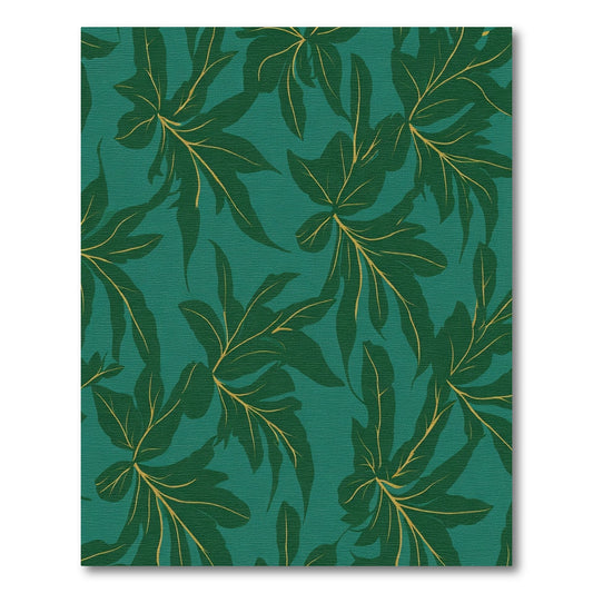 Deep Teal Lush Leaf Garland Rug