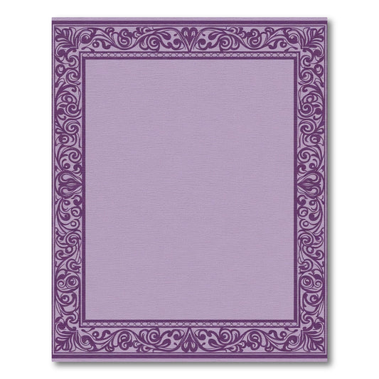 Ornate Purple Scrollwork Border Rug