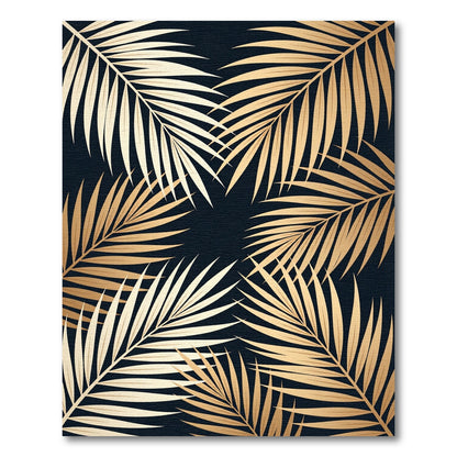 Golden Palm Frond Foliage Rug