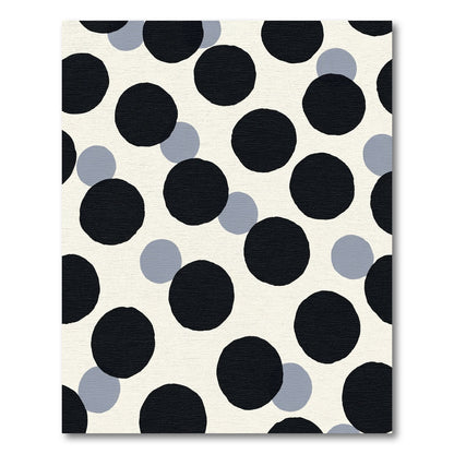 Retro Black And Gray Polka Dots Rug