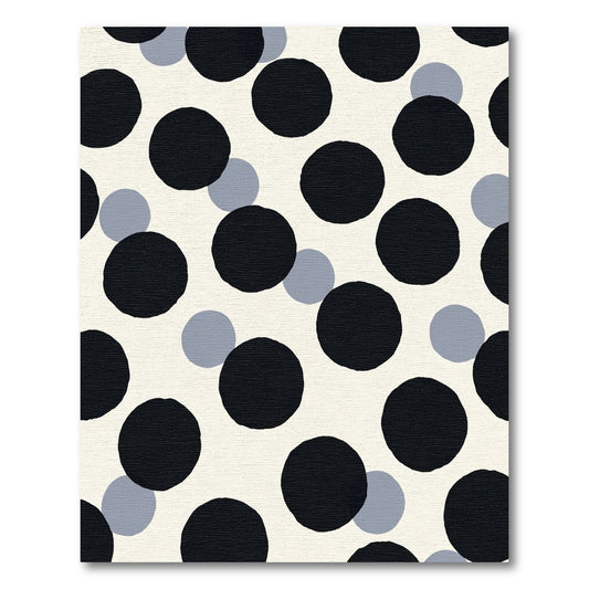 Retro Black And Gray Polka Dots Rug