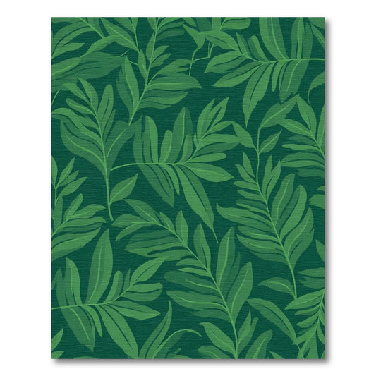 Deep Green Tropical Foliage Rug