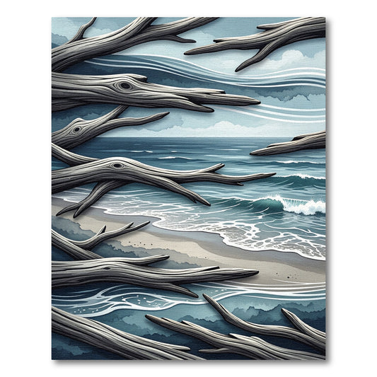 Coastal Driftwood Shoreline Blue Horizon Rug