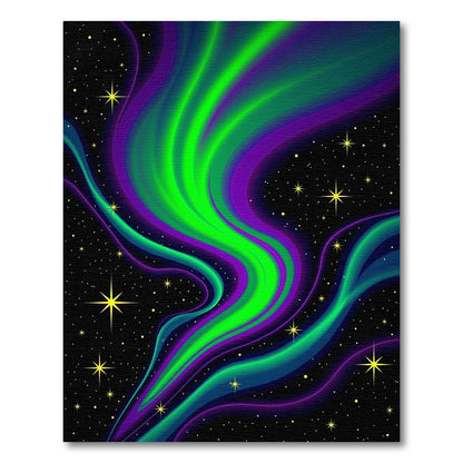 Neon Aurora Waves Starry Rug