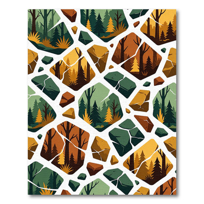 Terracotta Forest Mosaic Abstraction Rug