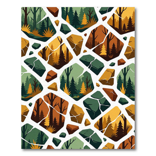 Terracotta Forest Mosaic Abstraction Rug