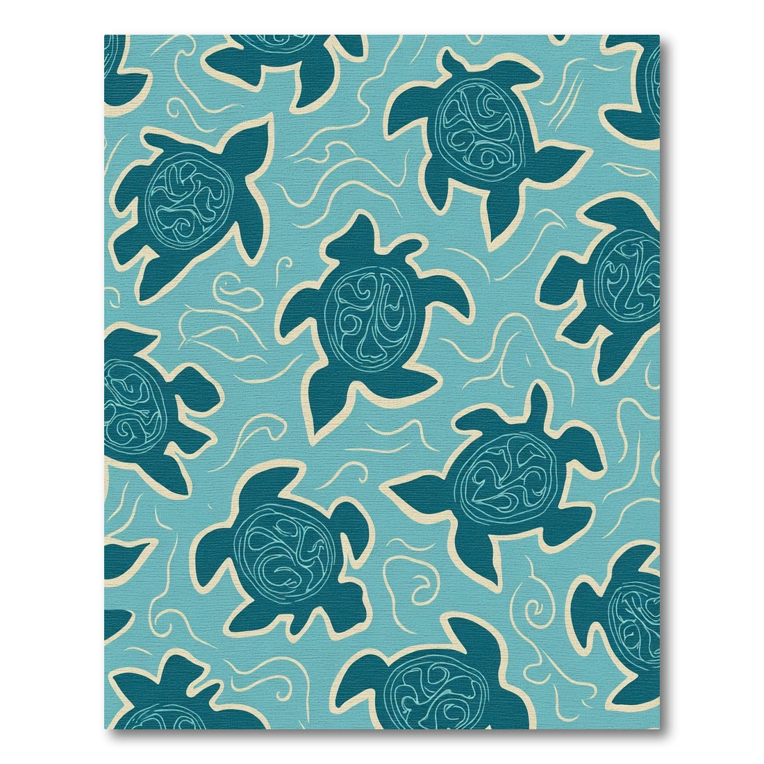 Teal Turtle Swirl Ocean Aquatic Rug